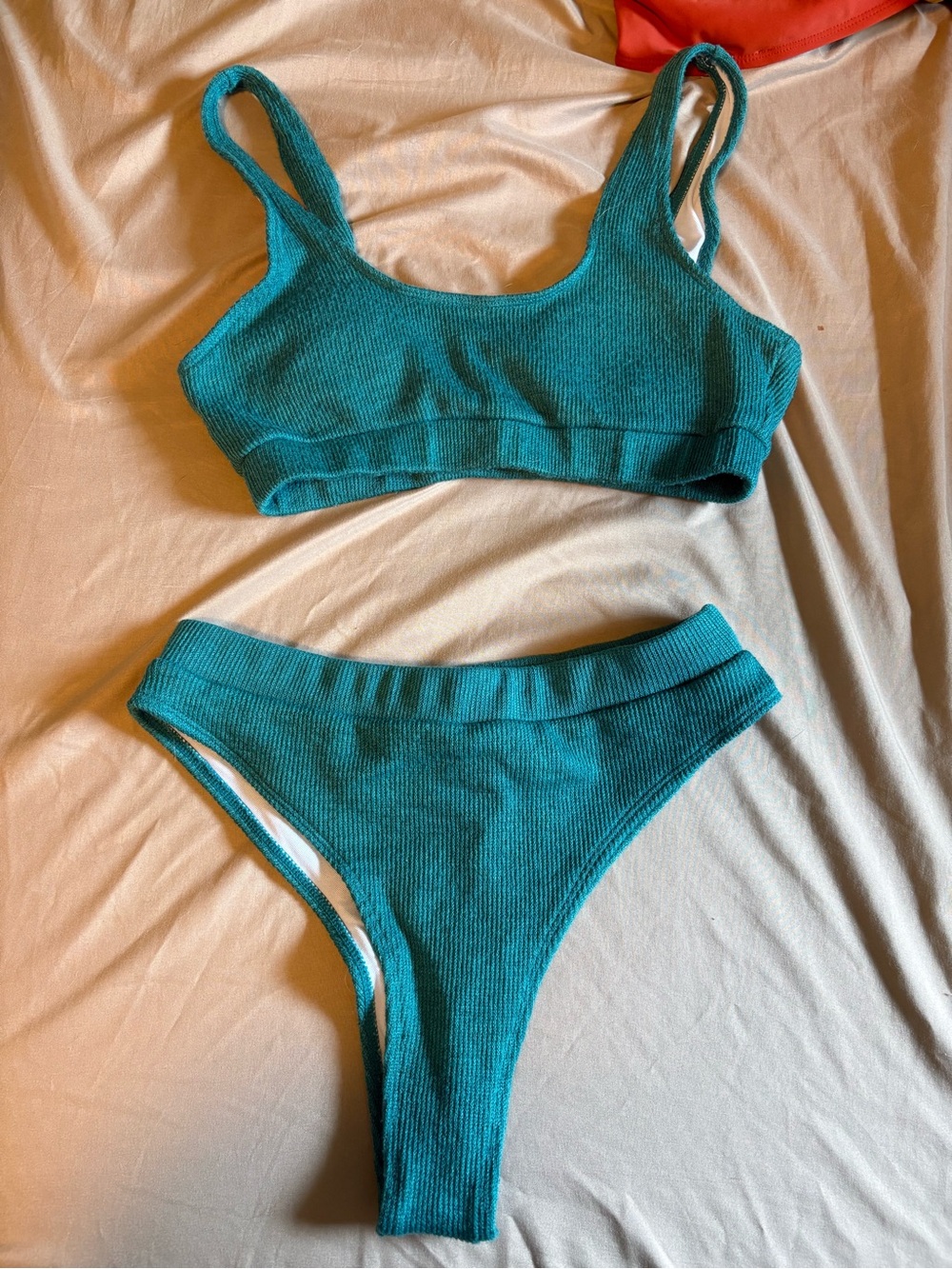 Women’s Ribbed Bikini Set in Teal SHEIN